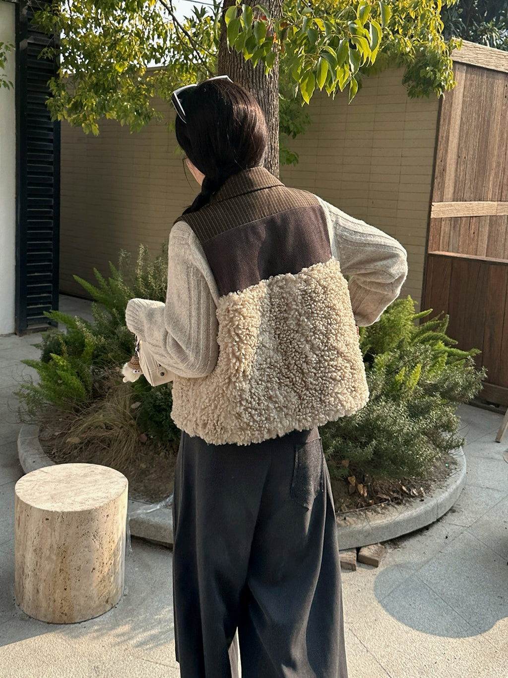 撞色毛絨背心_BDHL8087