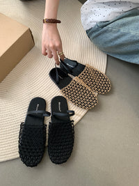 Braided Mesh Breathable Flat Sandal_BDHL5921