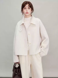 Velvet Stand Collar Short Coat_BDHL6674