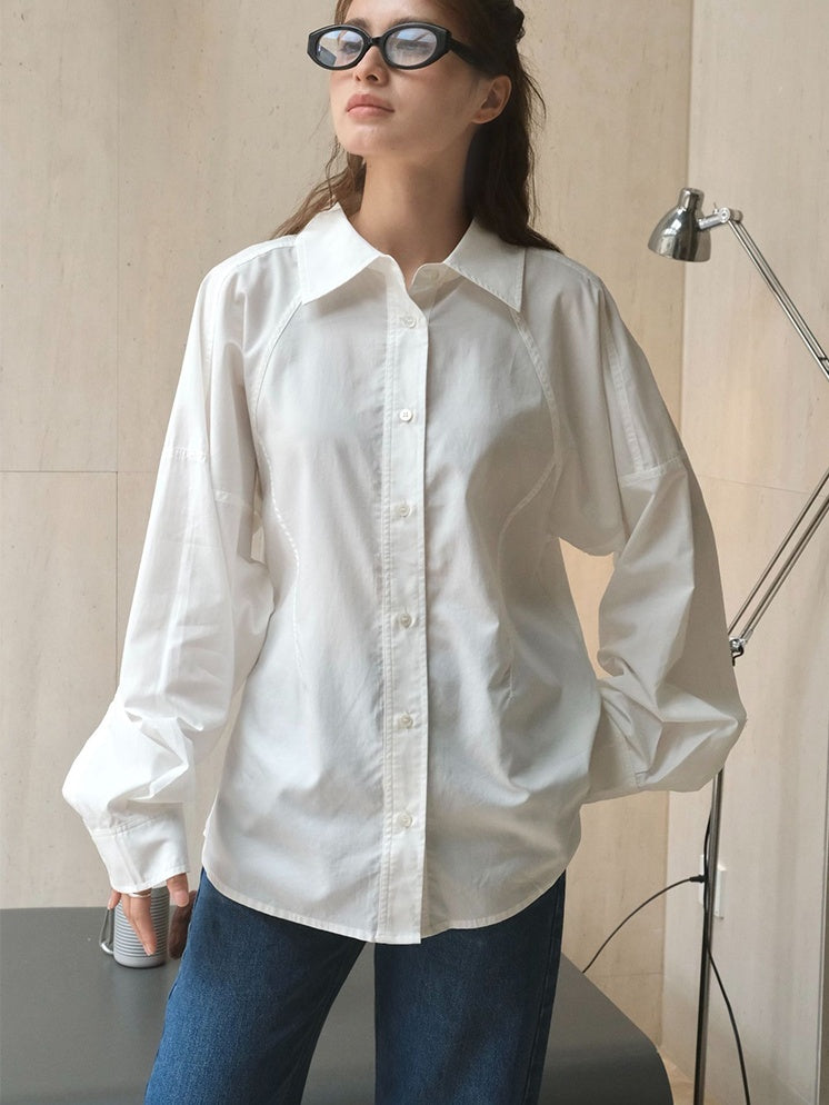 White Balloon Sleeve Shirt_BDHL6537