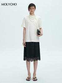 White T-shirt with Necklace Set_BDHL7434