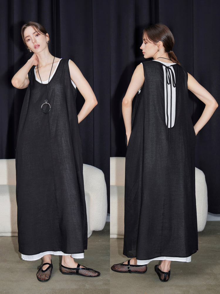U-Neck Sleeveless Dress Set_BDHL7599