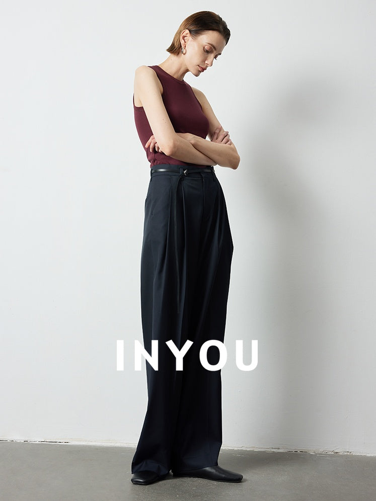 Straight Wide Pleated Pants_BDHL6389