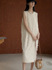 Fringe Flower Sleeveless Dress_BDHL6200