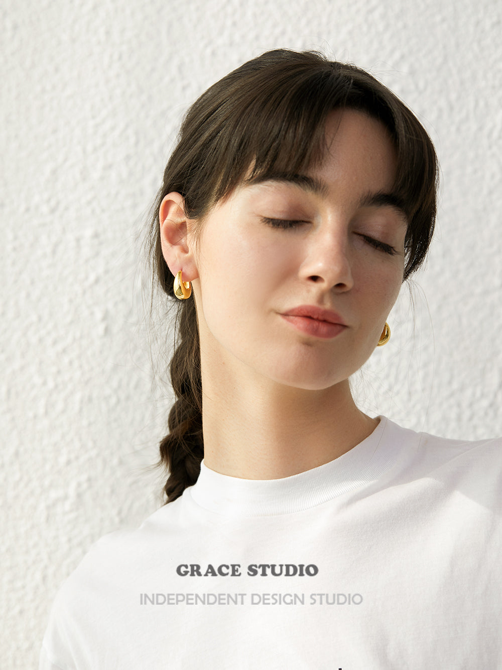 Glossy Dome-Shaped Hoop Pierced Earrings_BDHL7675