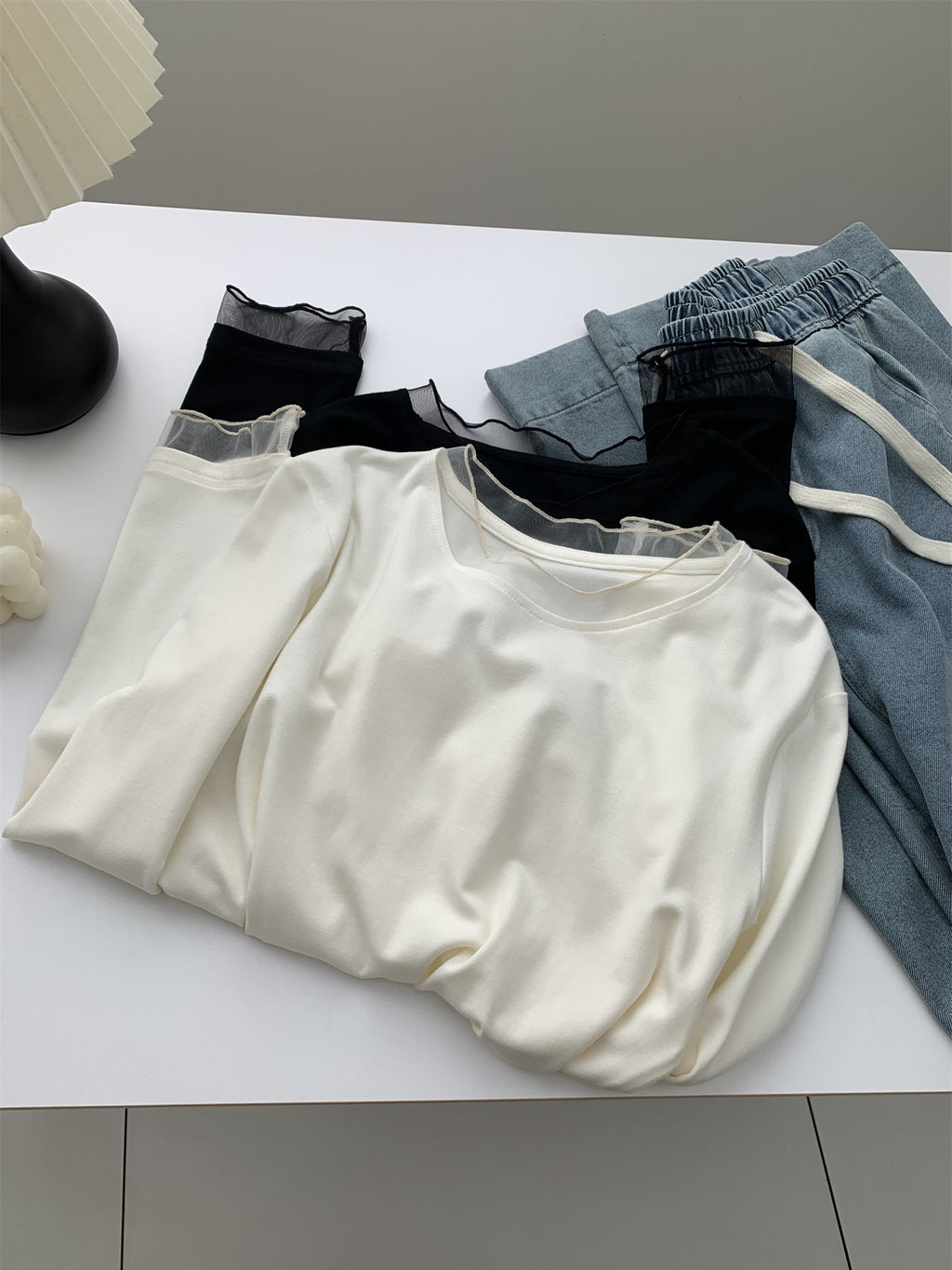 Mesh Round Neck Tops_BDHL8013