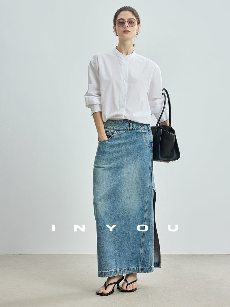 Stand Collar Simple Tops_BDHL7714
