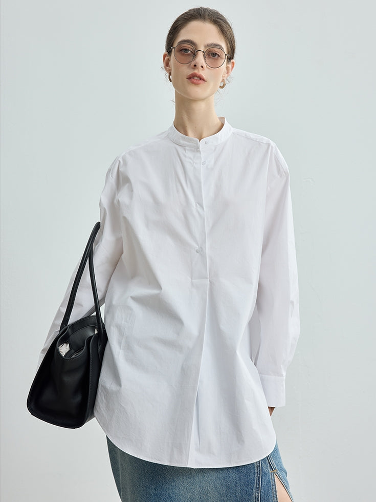 Stand Collar Simple Tops_BDHL7714