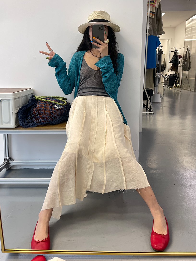 Splicing Draped A-Line Skirt_BDHL7542