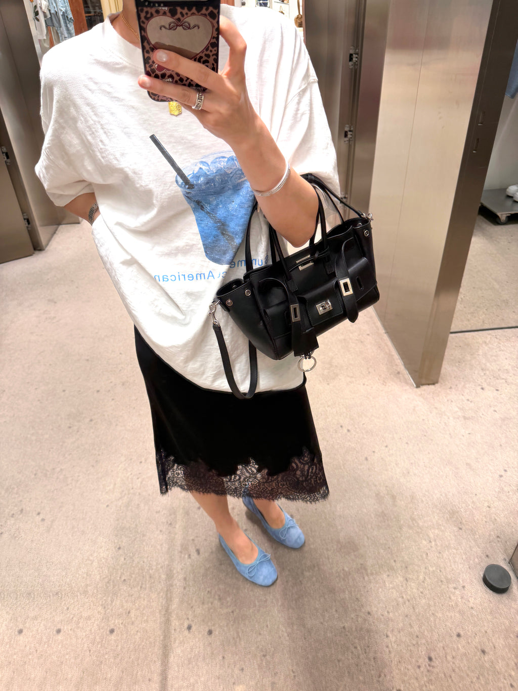 Acetate Satin Lace-Hem Midi Skirt_BDHL8330