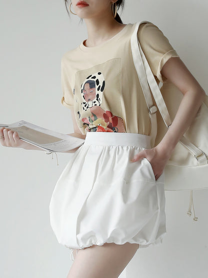 Flower Bud Style Drawstring Skirt_BDHL6084