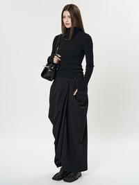 Irregular Pleated Long Skirt_BDHL6898