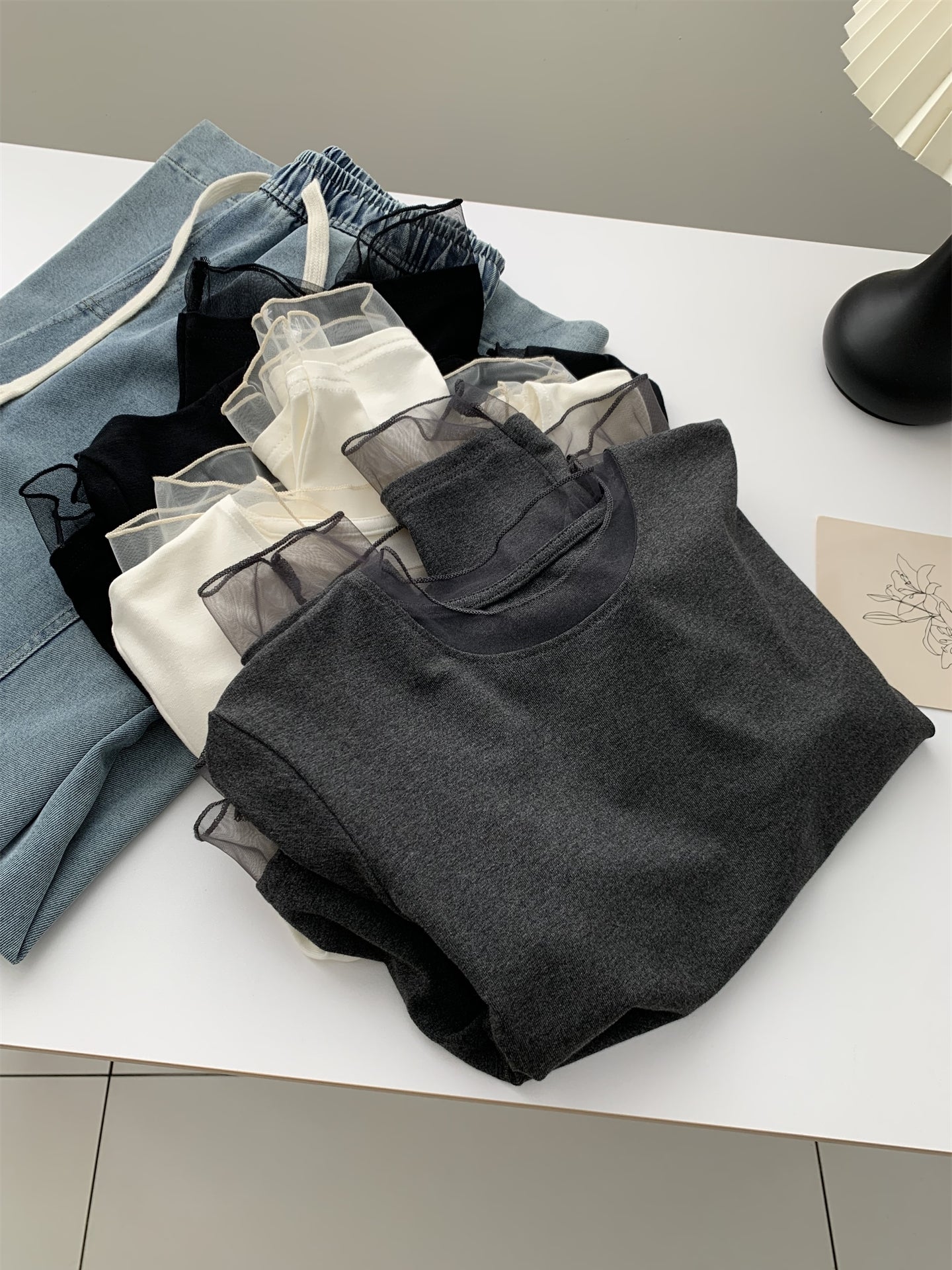 Mesh Round Neck Tops_BDHL8013