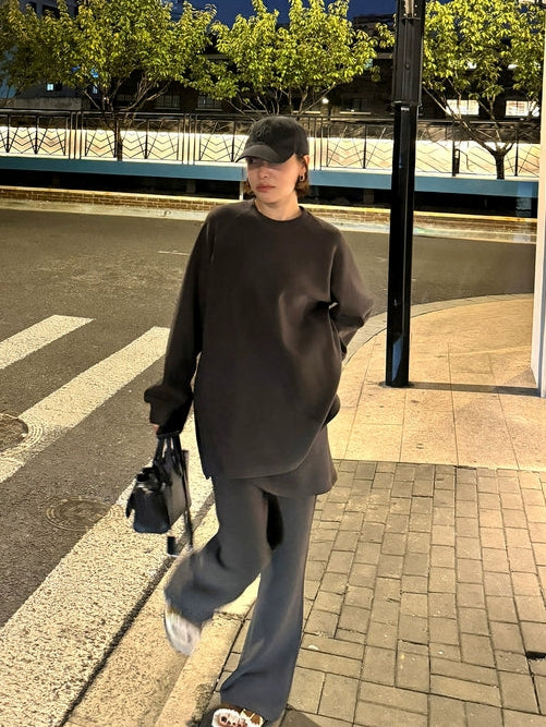 Loose-Fitting Sweatshirt Or Flared Skirt Pants_BDHL8007