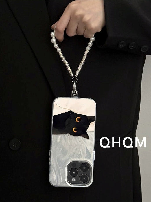 黑貓珍珠手繩適用於 iPhone 手機殼_BDHL7831