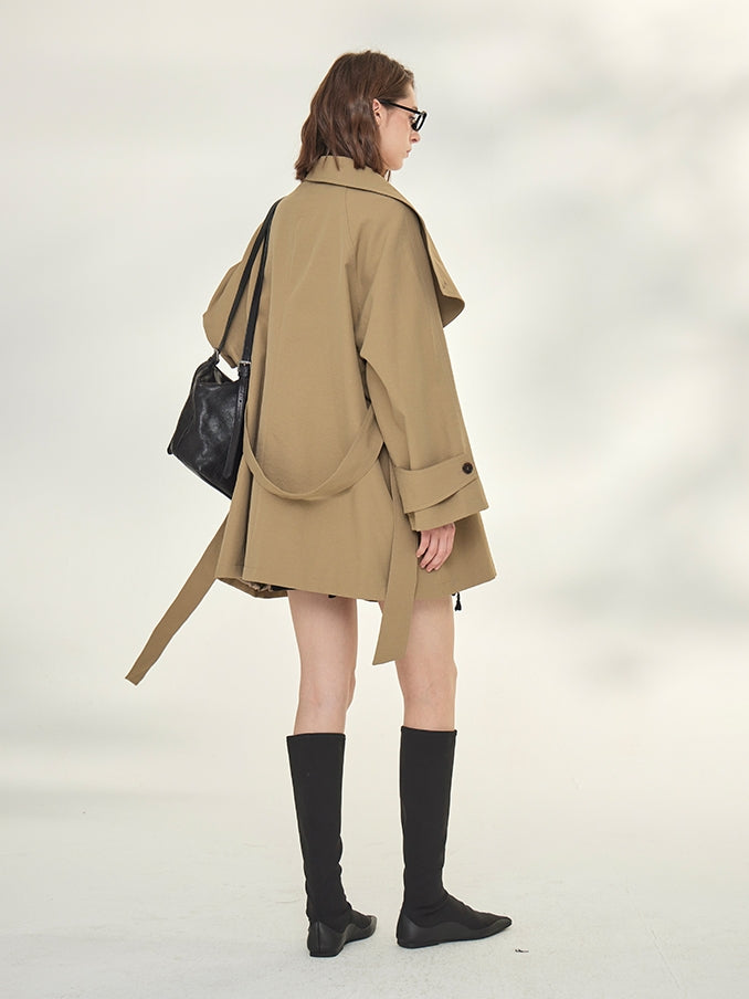 Tide Drawstring Short Trench Coat_BDHL7735