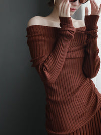 Knitted One-Shoulder Tops Or Long Skirts_BDHL6722