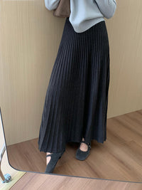 High Waist Slim Pleated Skirt_BDHL7055