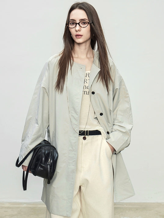 Collarless Long Windbreaker_BDHL7102