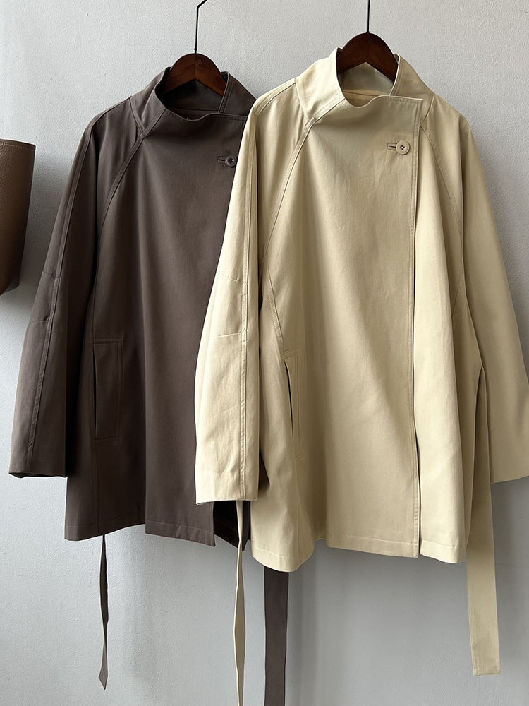 Retro Stand Collar Trench Coat_BDHL7126