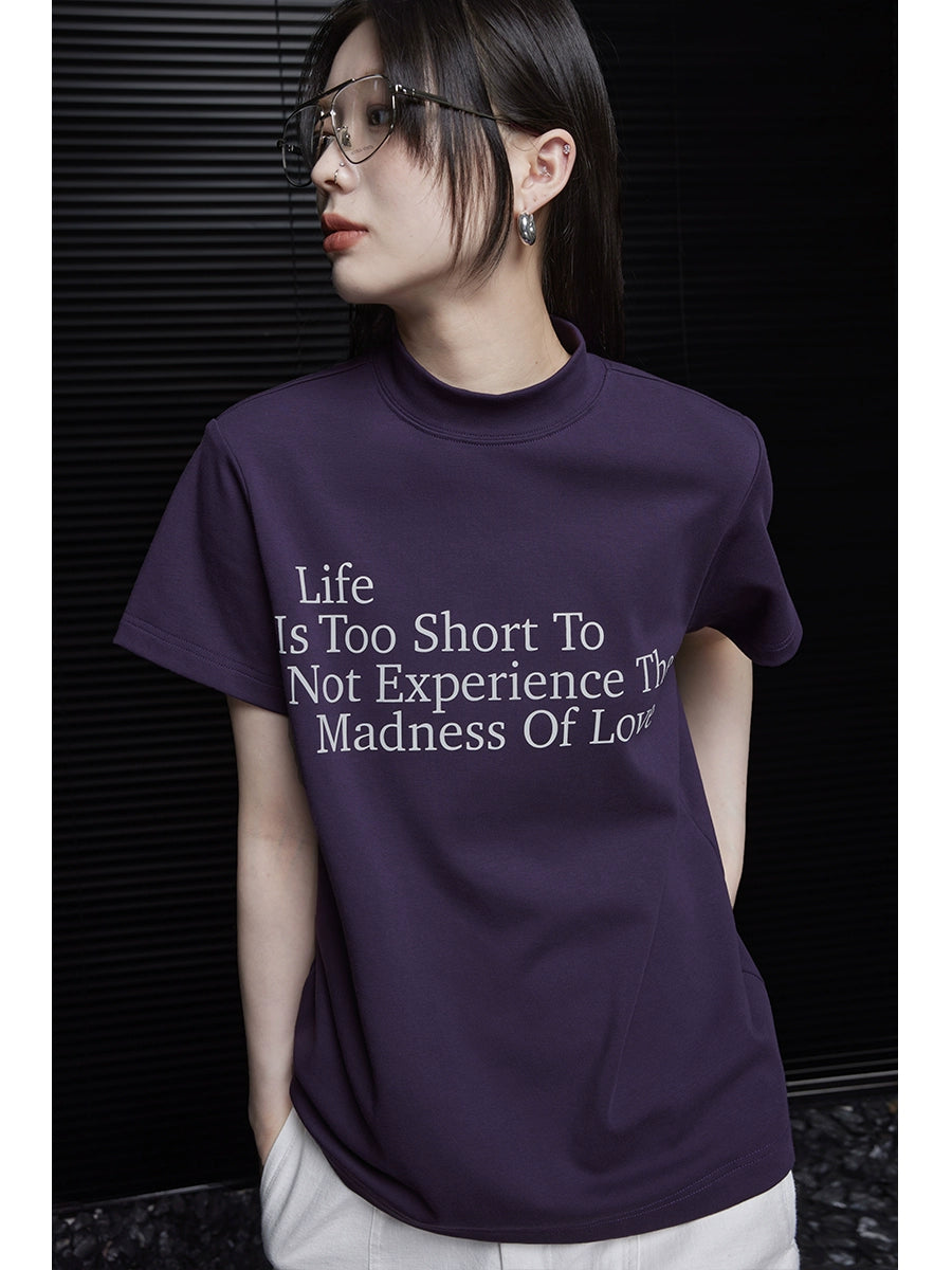 Moment purple short sleeve t-shirt women summer 2024 new shoulder unique beautiful young people high end wide 
