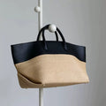 Patchwork Straw Tote Bag_BDHL8197