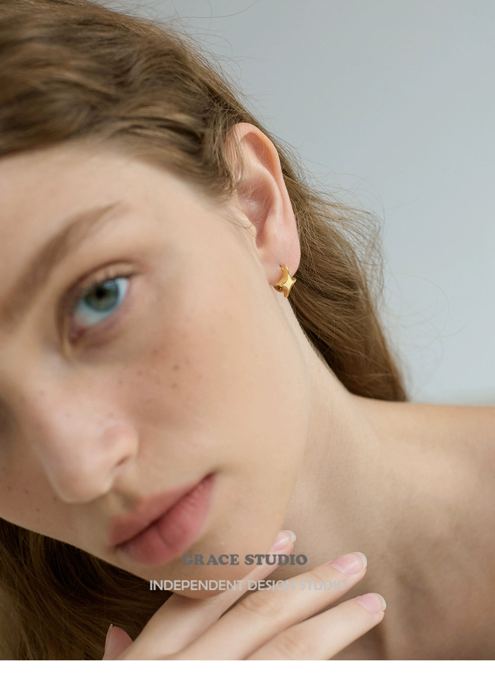 Polished Star Hoop Pierced Earrings_BDHL7673