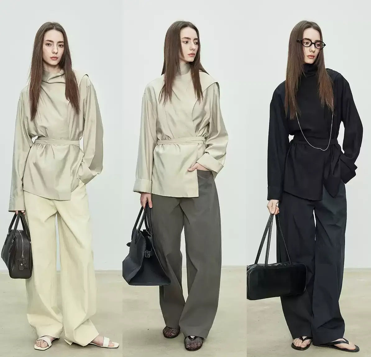 Draped Collar Ribbon Shirt_BDHL7100