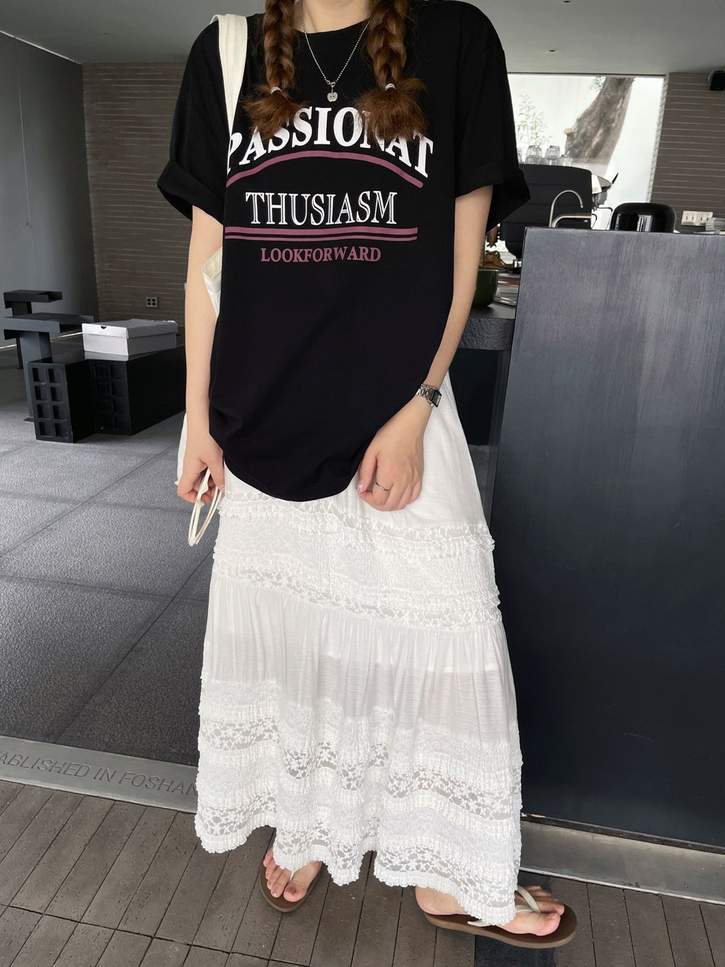Lace Tiered White Skirt_BDHL7612