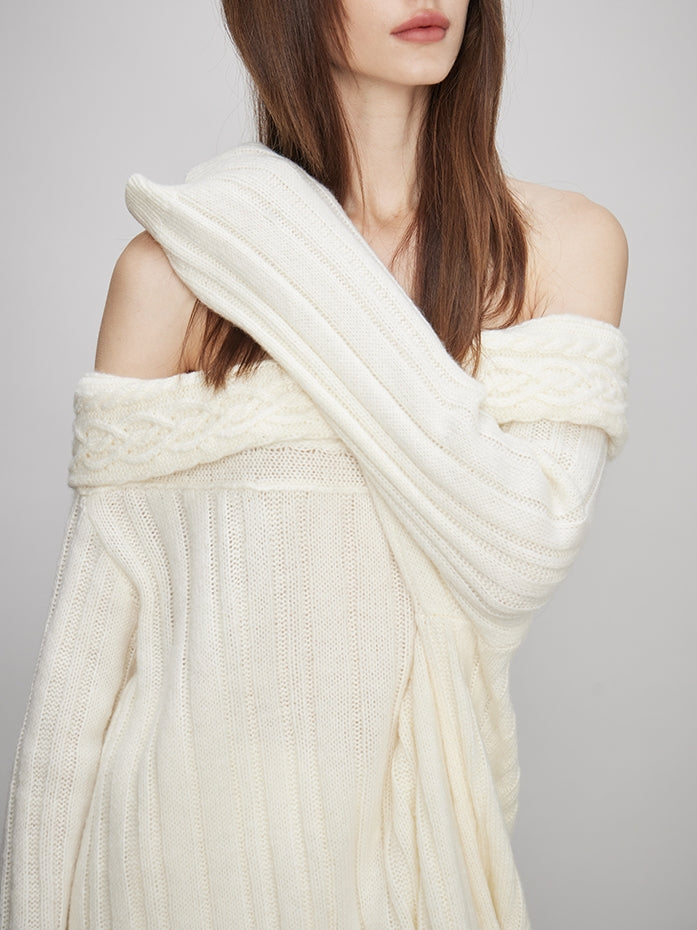 Off-Shoulder Knit Tops Or Knit Waist Skirt_BDHL7992