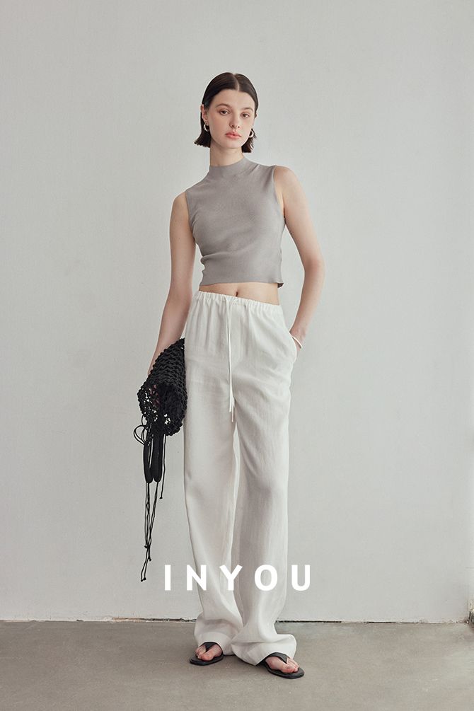 Draped Elastic Waist Wide Pants_BDHL6122