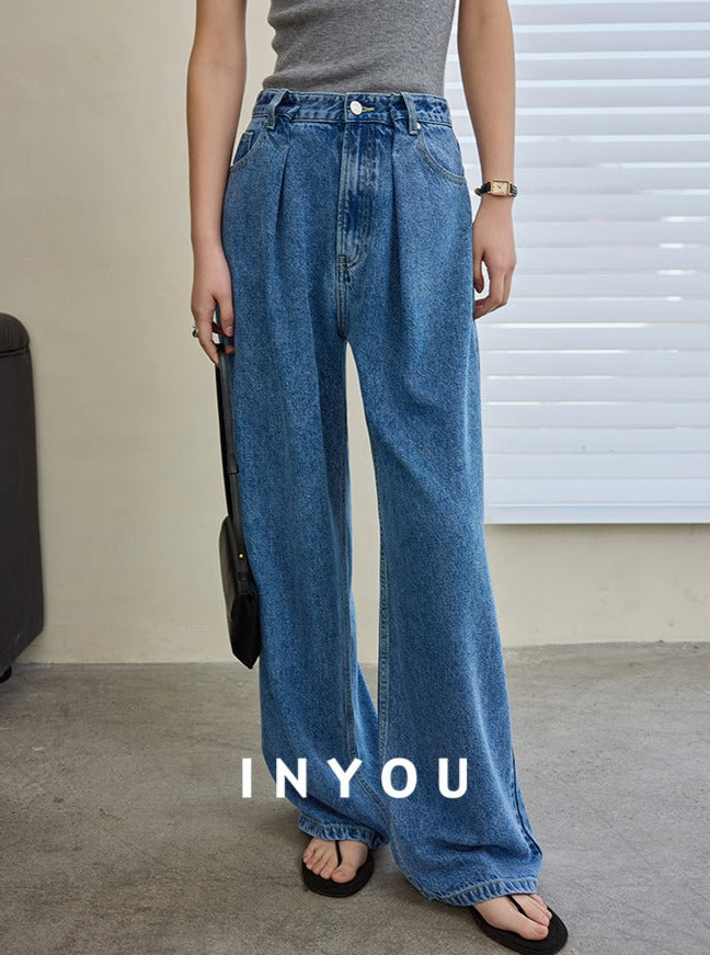 Wide Leg Draped Jeans Pants_BDHL6019