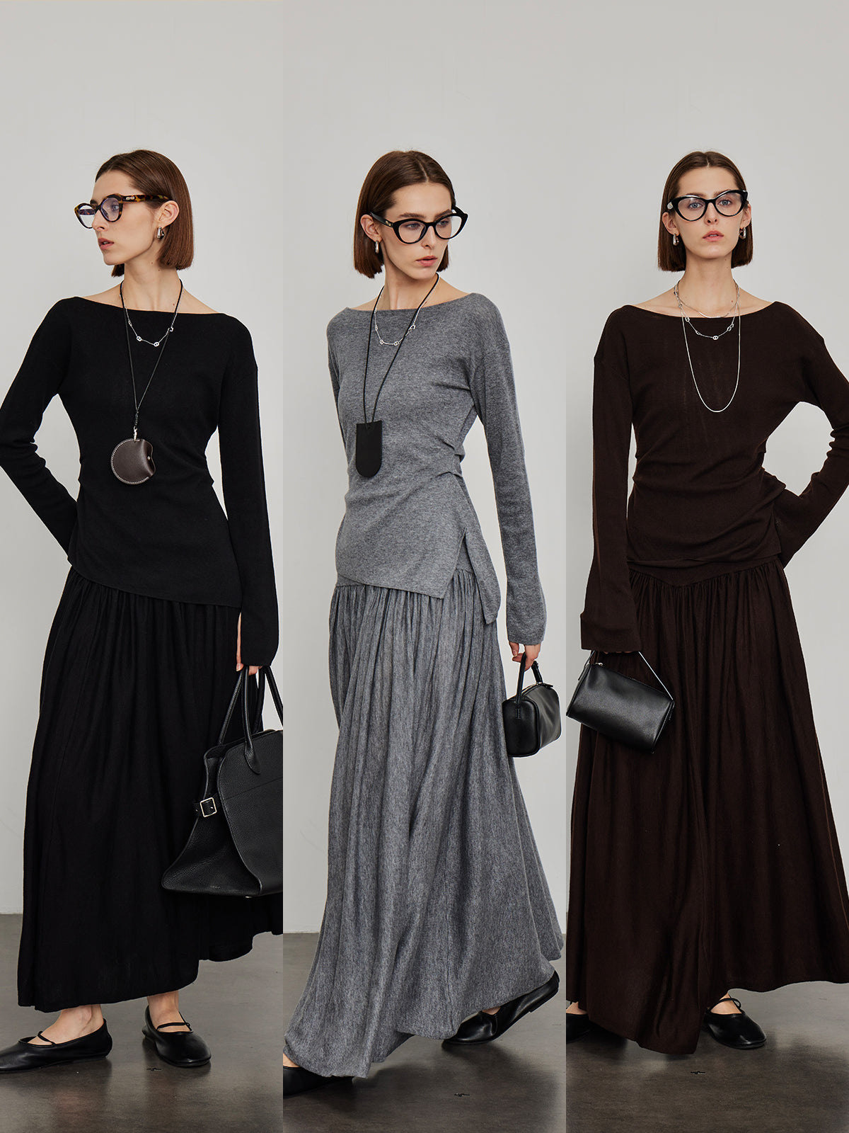 Knitted Slit Tops or Pleated Skirt_BDHL6450