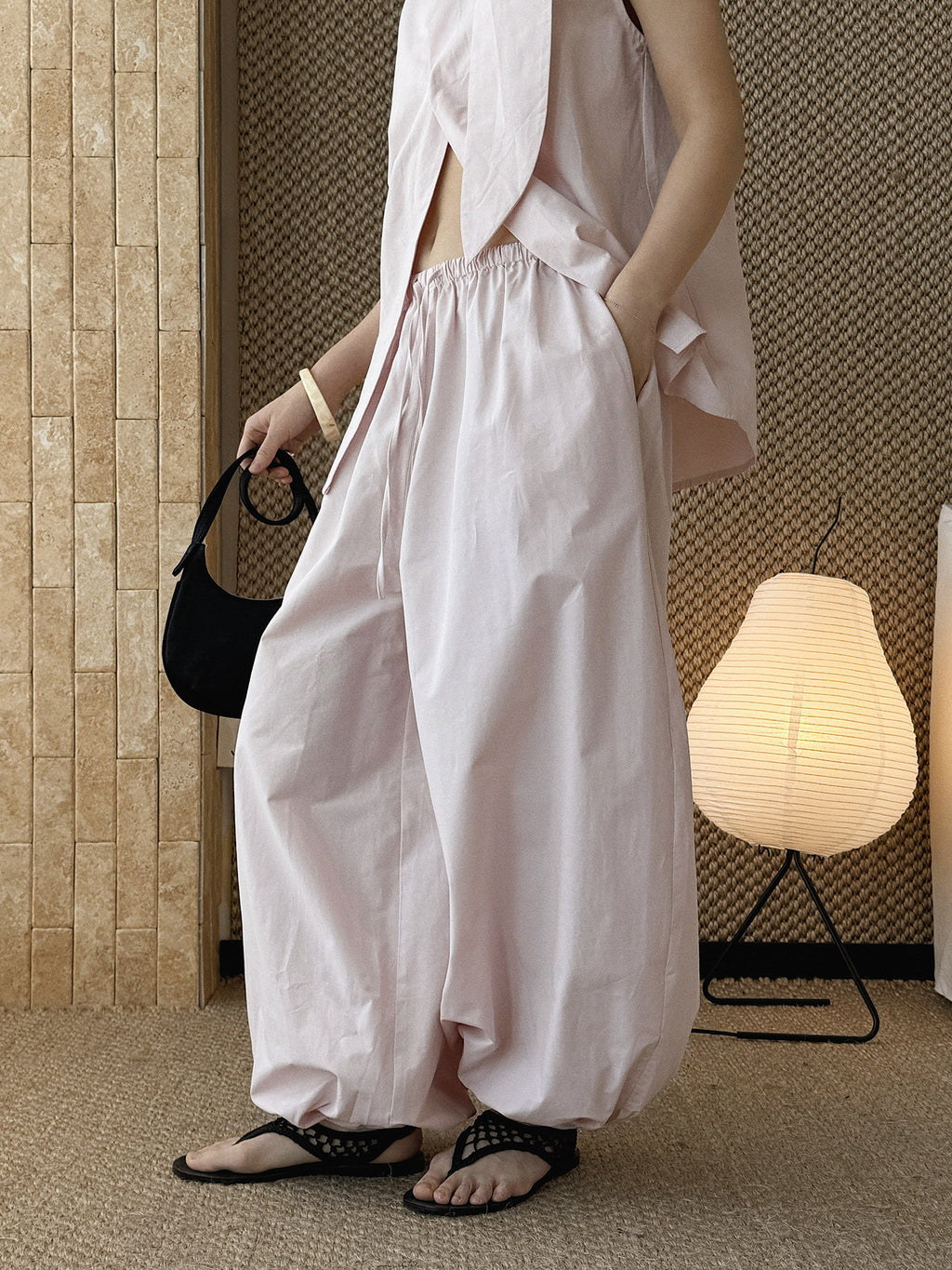 Cotton Linen High Waist Balloon Wide Leg Pants_BDHL8259