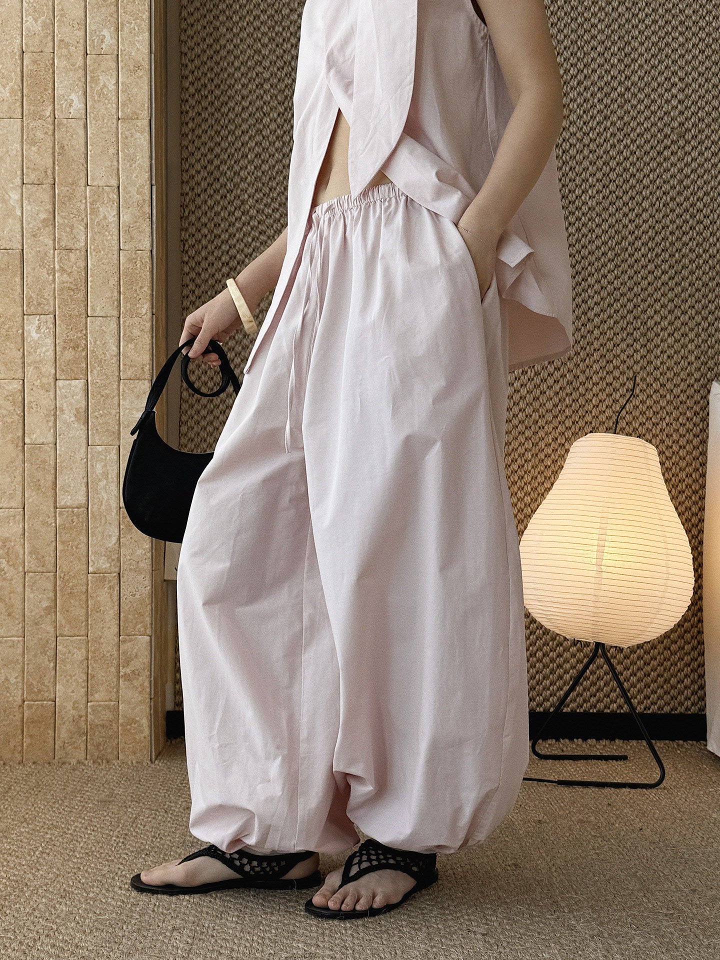 Cotton Linen High Waist Balloon Wide Leg Pants_BDHL8259