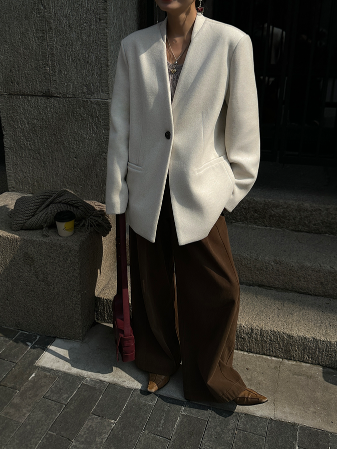 Loose Small V-Neck Coat_BDHL6795