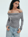 Off-The-Shoulder Twisted Pleated Tops_BDHL7632