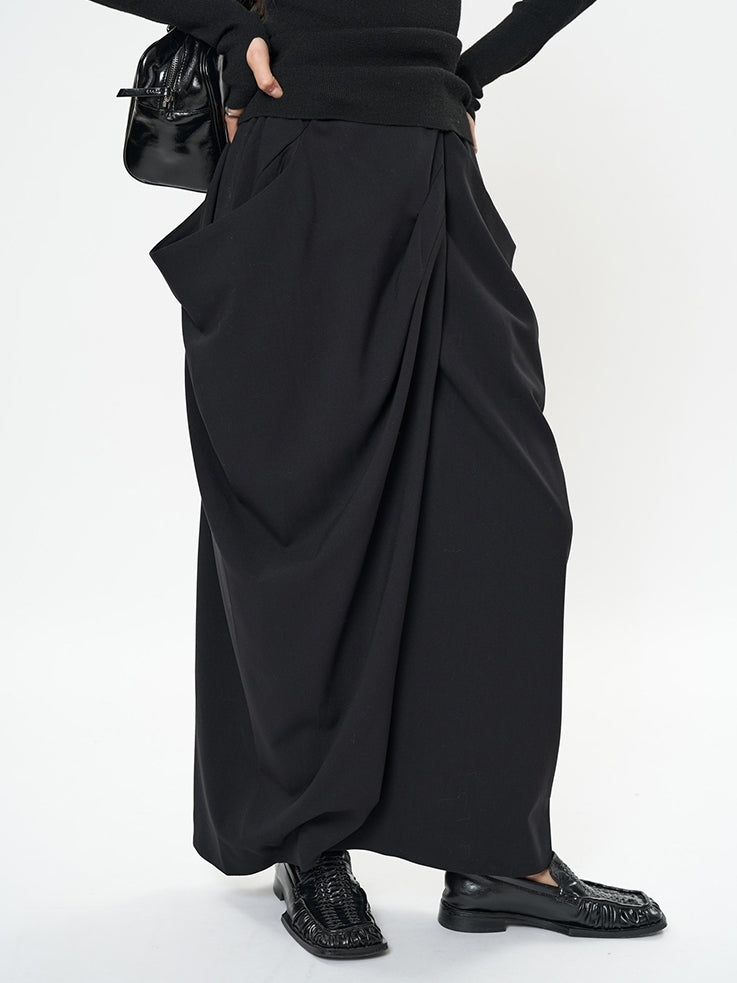 Irregular Pleated Long Skirt_BDHL6898