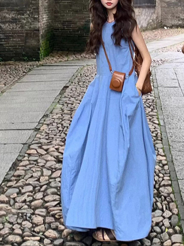 Sleeveless Blue Dress_BDHL7549