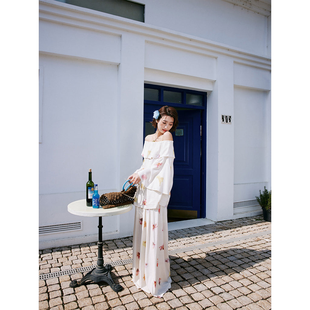 Floral Print Off-Shoulder Top or Wide-leg Pants_BDHL8234