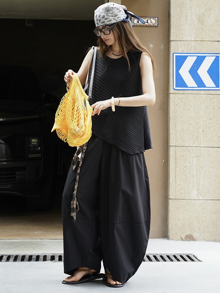 Irregular Round Neck Sleeveless Tops_BDHL7627