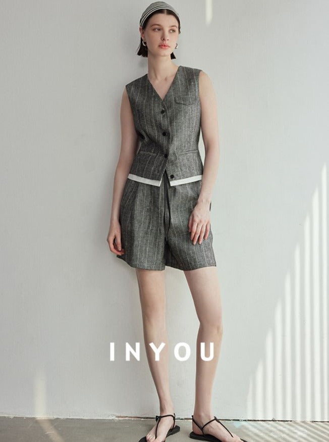 V-Neck Button Suit Vest_BDHL6116