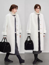 Round Collar Fur Mid-Length Jacket_BDHL6702