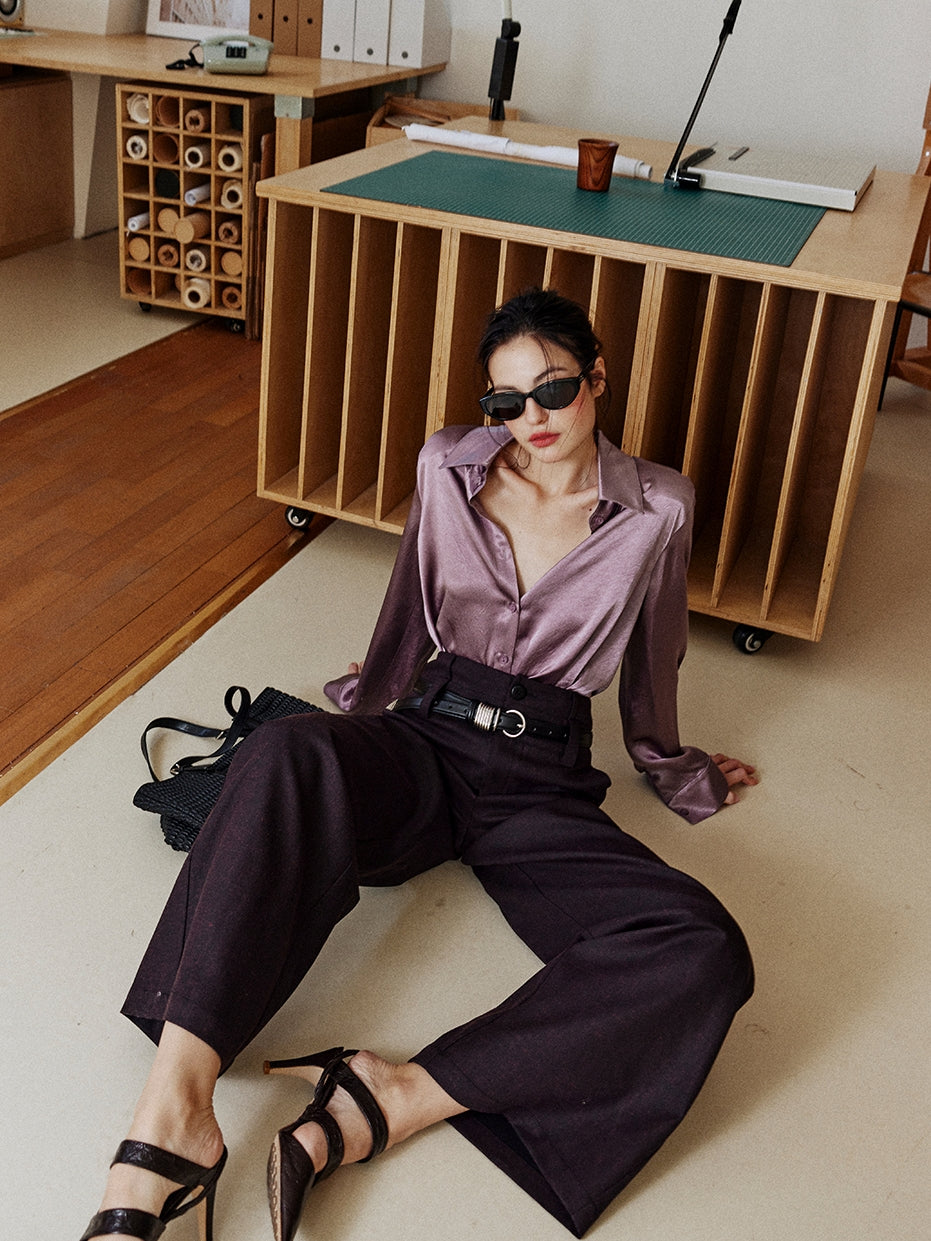 Purple Textured Suit Pants_BDHL8002