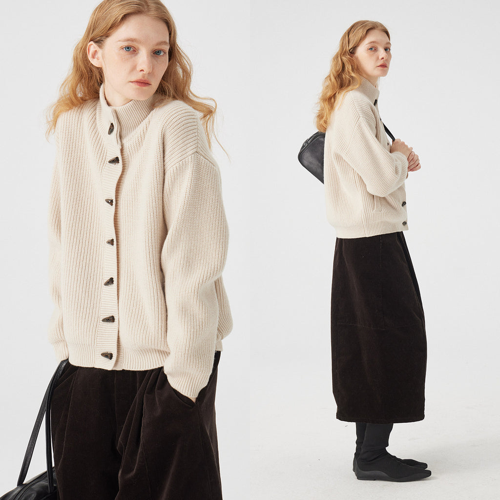 立領羅紋針織開襟衫_BDHL8117