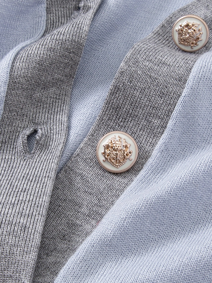 Contrast Color V-Neck Knit Cardigan_BDHL7617