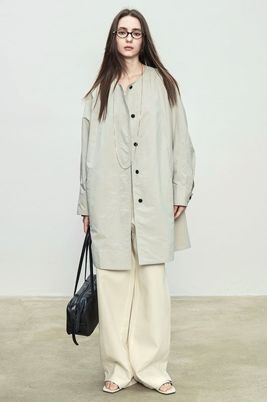 Collarless Long Windbreaker_BDHL7102