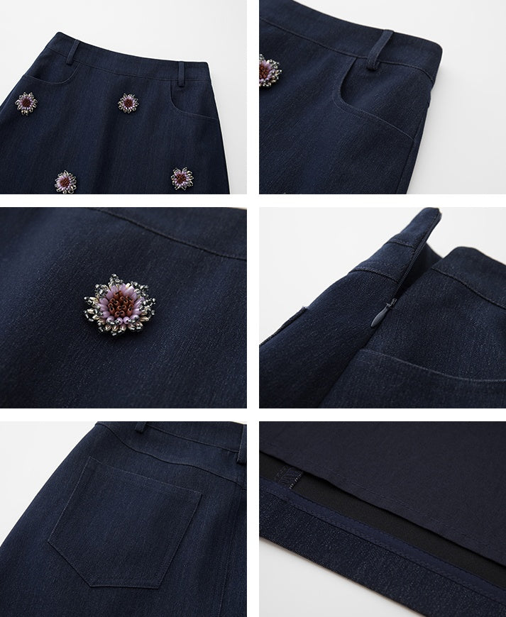 Hand-Sewn Bijoux Denim Skirt_BDHL6592