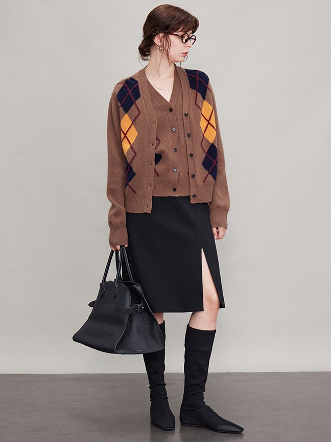 Straight Front Slit A-Line Skirt_BDHL6680