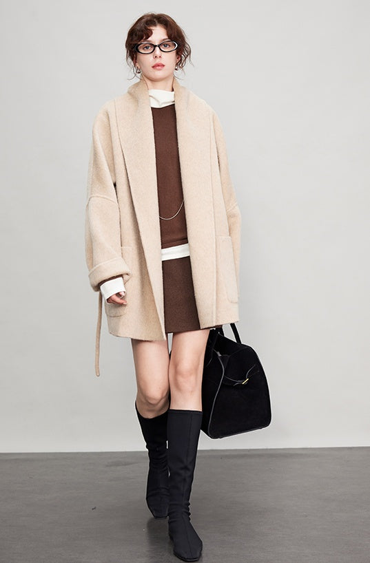 Bathrobe Short Large Lapel Coat_BDHL6684